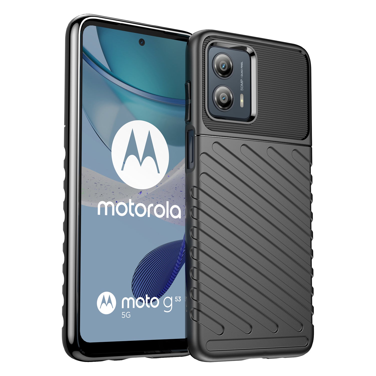 For Motorola Moto G53 5G Thunder Series Phone Shell Thickened TPU Phone Case Twill Texture Anti-Slip Phone Cover For Motorola Moto G53 5G Thunder Series Phone Shell Thickened TPU Phone Case Twill Texture Anti-Slip Phone Cover